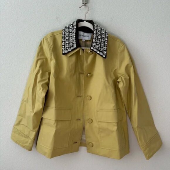 Veronica Beard Arlen Dickey Embellished Cotton-poplin coat Yellow - Picture 4 of 11